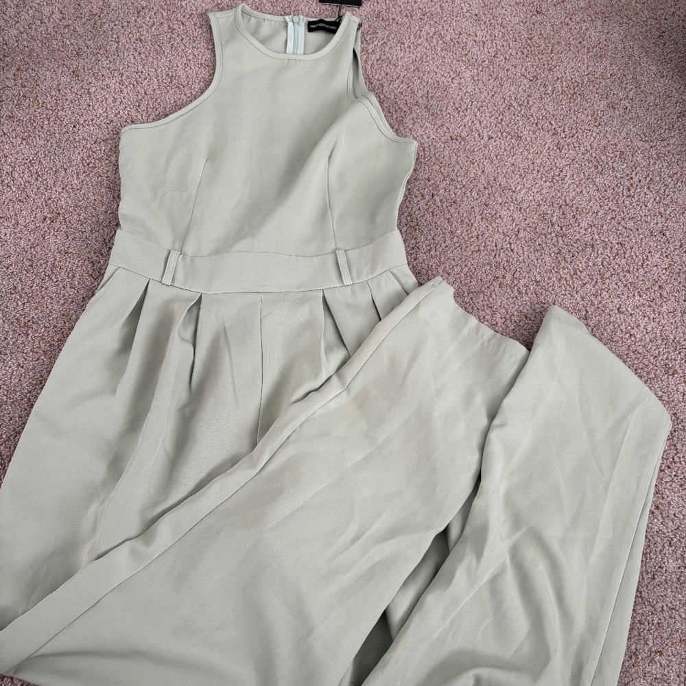 Sage/mint Green Racer back jumpsuit